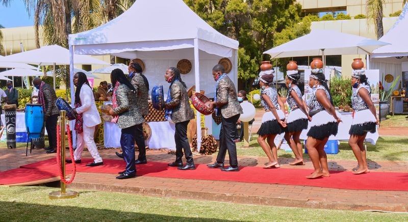 An mbira dance group performing in Harare