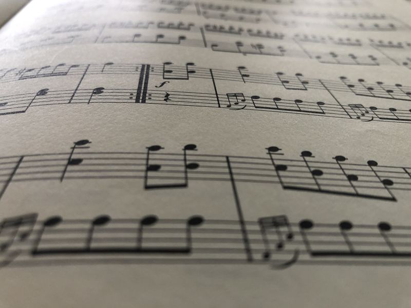 Close-up of a printed score